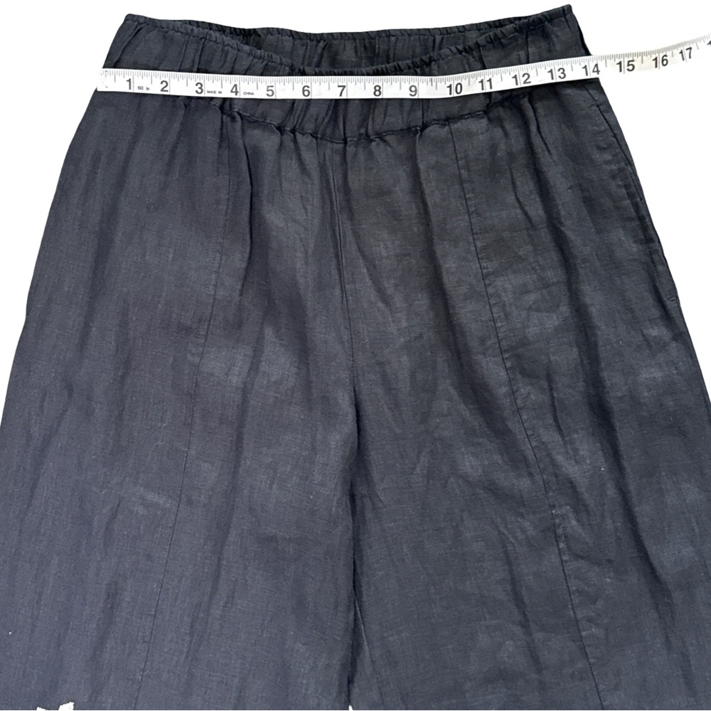 Johnny Was Workshop Luciana Linen Wide Leg Pants XS Black Embroidered Celestial - Picture 9 of 9